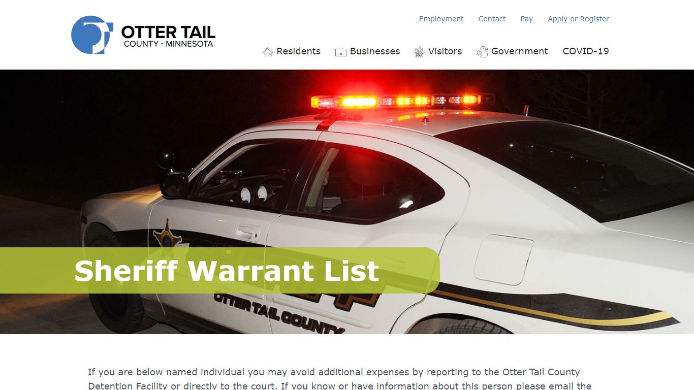 Sheriff Warrant List | Otter Tail County, MN